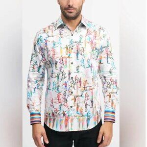 Robert Graham Off Piste Neon Skiers Flip Cuff Classic Fit Ling Sleeve Shirt NWT